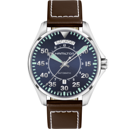 Khaki Aviation Pilot Day Date Auto - Цвет циферблата:Синий 