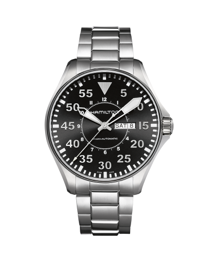 Khaki Aviation Pilot Day Date Auto Dial color Black H64615135 Hamilton Watch