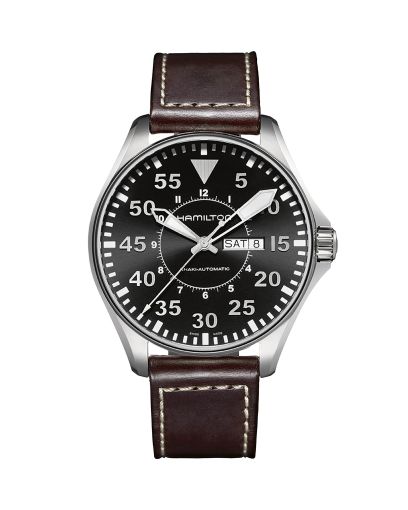 Khaki Aviation Day Date Auto Dial color Black H64645131 Hamilton Watch