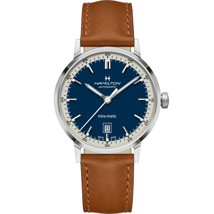 American Classic Intra Matic Auto KLEUR WIJZERPLAAT Blauw H38425540 Hamilton Watch