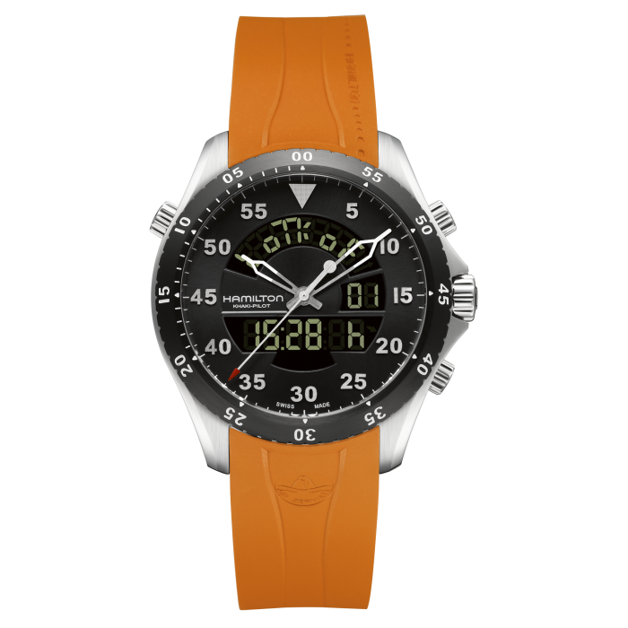 カーキ アビエーション Flight Timer Quartz - Air Zermatt - ダイヤルカラー:ブラック - H64554431 |  Hamilton Watch