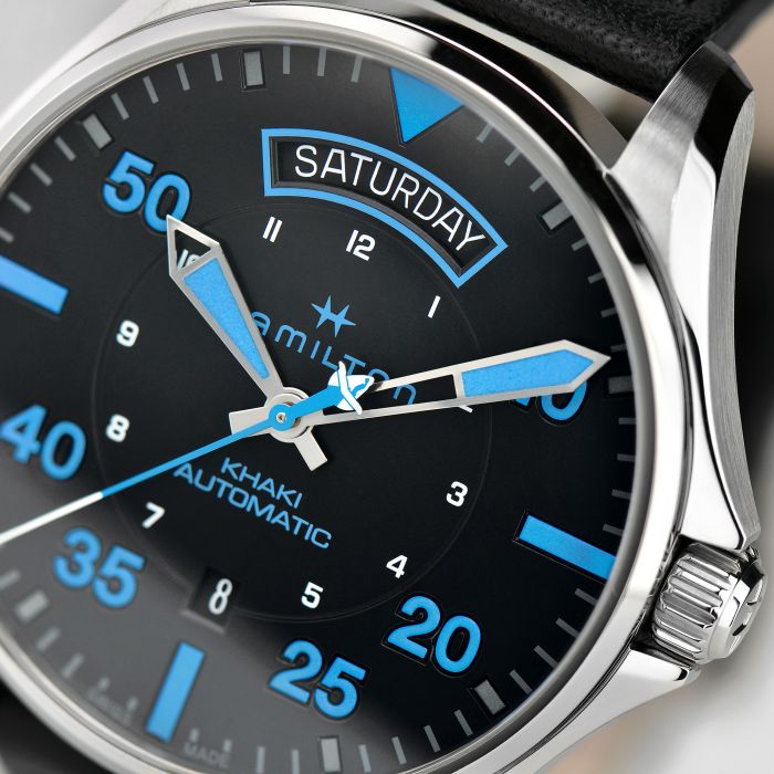 Khaki Aviation Pilot Day-Date - Air Zermatt Auto - Dial color:Black -  H64625731 | Hamilton Watch