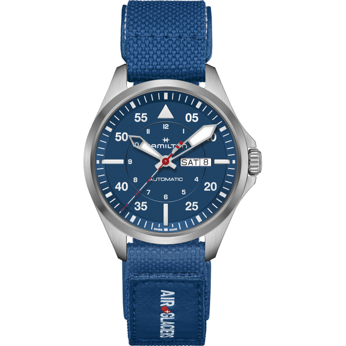 Khaki Aviation Pilot Day Date Auto - Air-Glaciers Edition | Hamilton Watch  - H64655941 | Hamilton Watch