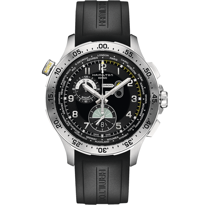 カーキ アビエーション Worldtimer Chrono Quartz - ダイヤルカラー:ブラック - H76714335 | Hamilton  Watch