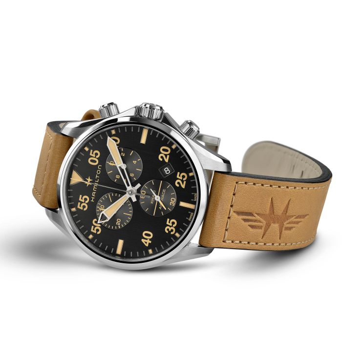 Khaki Aviation Khaki Pilot Chrono Quartz - Dial color:Black - H76722531 |  Hamilton Watch