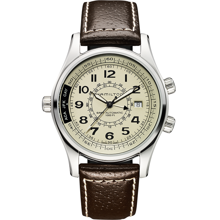 カーキ ネイビー Khaki UTC Auto - ダイヤルカラー:ベージュ - H77525553 | Hamilton Watch