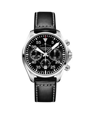 Khaki Aviation Khaki Pilot Auto Chrono - Dial color:Black - H64666135 |  Hamilton Watch