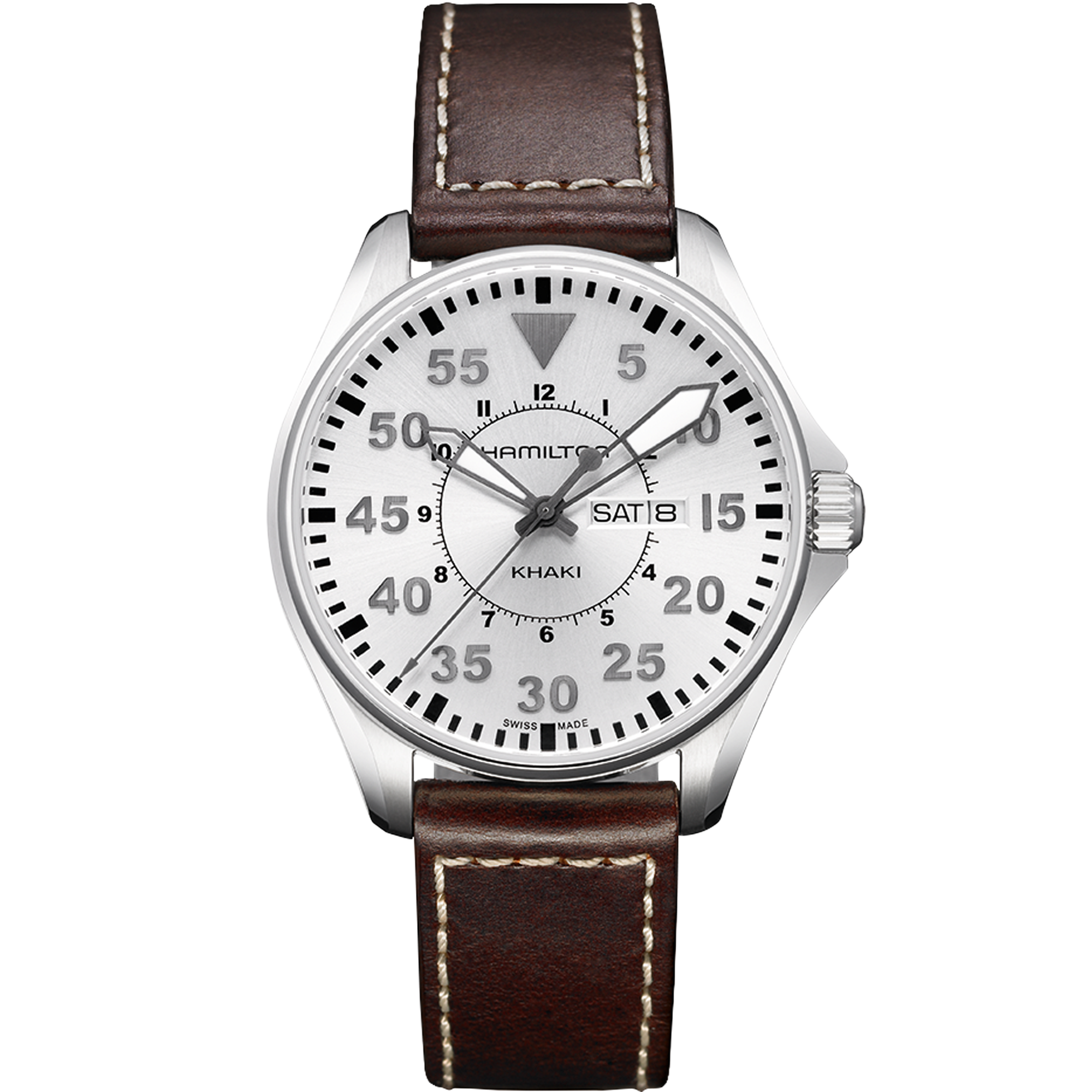 Khaki Aviation Pilot Day Date Quartz Watch - H64611555 | Hamilton 