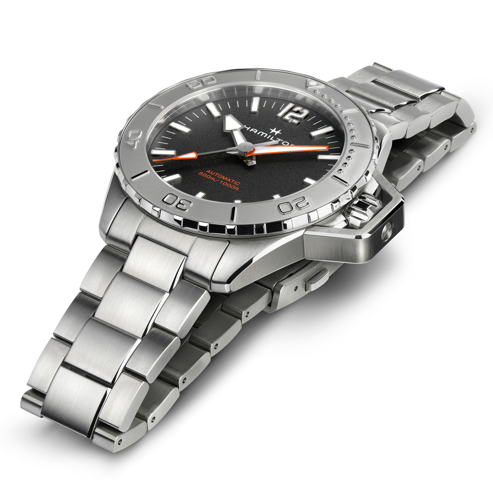 Oepnwater - Black dial - Stainless Steel bracelet - H77815130